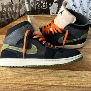 Jordan High-Top Sneakers - Black and Orange